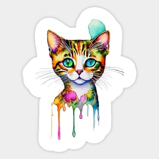COLORFUL KITTY CAT FACE Cat Art Abstract Sticker
